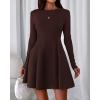 imageBTFBM Fall Dresses for Women 2026 Elegant Classy Flowy A Line Long Sleeve Business Homecoming Cocktail Sweater DressBrown