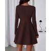 imageBTFBM Fall Dresses for Women 2026 Elegant Classy Flowy A Line Long Sleeve Business Homecoming Cocktail Sweater DressBrown