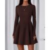 imageBTFBM Fall Dresses for Women 2026 Elegant Classy Flowy A Line Long Sleeve Business Homecoming Cocktail Sweater DressBrown
