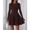 imageBTFBM Fall Dresses for Women 2026 Elegant Classy Flowy A Line Long Sleeve Business Homecoming Cocktail Sweater DressBrown