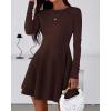 imageBTFBM Fall Dresses for Women 2026 Elegant Classy Flowy A Line Long Sleeve Business Homecoming Cocktail Sweater DressBrown