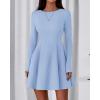 imageBTFBM Fall Dresses for Women 2026 Elegant Classy Flowy A Line Long Sleeve Business Homecoming Cocktail Sweater DressLight Blue