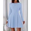 imageBTFBM Fall Dresses for Women 2026 Elegant Classy Flowy A Line Long Sleeve Business Homecoming Cocktail Sweater DressLight Blue