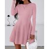 imageBTFBM Fall Dresses for Women 2026 Elegant Classy Flowy A Line Long Sleeve Business Homecoming Cocktail Sweater DressPink