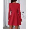 imageBTFBM Fall Dresses for Women 2026 Elegant Classy Flowy A Line Long Sleeve Business Homecoming Cocktail Sweater DressRed