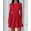 imageBTFBM Fall Dresses for Women 2026 Elegant Classy Flowy A Line Long Sleeve Business Homecoming Cocktail Sweater DressRed