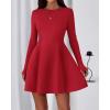 imageBTFBM Fall Dresses for Women 2026 Elegant Classy Flowy A Line Long Sleeve Business Homecoming Cocktail Sweater DressRed