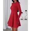imageBTFBM Fall Dresses for Women 2026 Elegant Classy Flowy A Line Long Sleeve Business Homecoming Cocktail Sweater DressRed