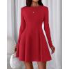 imageBTFBM Fall Dresses for Women 2026 Elegant Classy Flowy A Line Long Sleeve Business Homecoming Cocktail Sweater DressRed