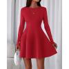 imageBTFBM Fall Dresses for Women 2026 Elegant Classy Flowy A Line Long Sleeve Business Homecoming Cocktail Sweater DressRed