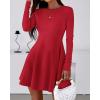 imageBTFBM Fall Dresses for Women 2026 Elegant Classy Flowy A Line Long Sleeve Business Homecoming Cocktail Sweater DressRed