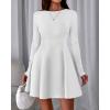 imageBTFBM Fall Dresses for Women 2026 Elegant Classy Flowy A Line Long Sleeve Business Homecoming Cocktail Sweater DressWhite