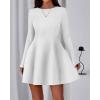imageBTFBM Fall Dresses for Women 2026 Elegant Classy Flowy A Line Long Sleeve Business Homecoming Cocktail Sweater DressWhite