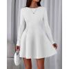 imageBTFBM Fall Dresses for Women 2026 Elegant Classy Flowy A Line Long Sleeve Business Homecoming Cocktail Sweater DressWhite