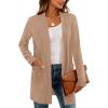 imageBTFBM Long Cardigans for Women Trendy Pockets Spring Clothes 2026 Casual Open Front Lightweight Shawl CardiganKhaki