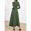 imageBTFBM Long Sleeve Dress for Women Spring Clothes 2026 Pockets Business Casual Pleated Fall Wedding Guest DressesArmy Green