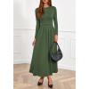 imageBTFBM Long Sleeve Dress for Women Spring Clothes 2026 Pockets Business Casual Pleated Fall Wedding Guest DressesArmy Green