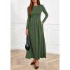 imageBTFBM Long Sleeve Dress for Women Spring Clothes 2026 Pockets Business Casual Pleated Fall Wedding Guest DressesArmy Green