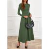 imageBTFBM Long Sleeve Dress for Women Spring Clothes 2026 Pockets Business Casual Pleated Fall Wedding Guest DressesArmy Green