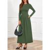 imageBTFBM Long Sleeve Dress for Women Spring Clothes 2026 Pockets Business Casual Pleated Fall Wedding Guest DressesArmy Green