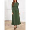 imageBTFBM Long Sleeve Dress for Women Spring Clothes 2026 Pockets Business Casual Pleated Fall Wedding Guest DressesArmy Green