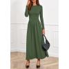 imageBTFBM Long Sleeve Dress for Women Spring Clothes 2026 Pockets Business Casual Pleated Fall Wedding Guest DressesArmy Green