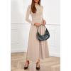 imageBTFBM Long Sleeve Dress for Women Spring Clothes 2026 Pockets Business Casual Pleated Fall Wedding Guest DressesBeige