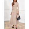 imageBTFBM Long Sleeve Dress for Women Spring Clothes 2026 Pockets Business Casual Pleated Fall Wedding Guest DressesBeige