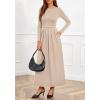 imageBTFBM Long Sleeve Dress for Women Spring Clothes 2026 Pockets Business Casual Pleated Fall Wedding Guest DressesBeige