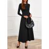 imageBTFBM Long Sleeve Dress for Women Spring Clothes 2026 Pockets Business Casual Pleated Fall Wedding Guest DressesBlack