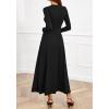 imageBTFBM Long Sleeve Dress for Women Spring Clothes 2026 Pockets Business Casual Pleated Fall Wedding Guest DressesBlack
