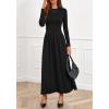 imageBTFBM Long Sleeve Dress for Women Spring Clothes 2026 Pockets Business Casual Pleated Fall Wedding Guest DressesBlack