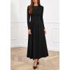 imageBTFBM Long Sleeve Dress for Women Spring Clothes 2026 Pockets Business Casual Pleated Fall Wedding Guest DressesBlack