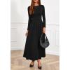 imageBTFBM Long Sleeve Dress for Women Spring Clothes 2026 Pockets Business Casual Pleated Fall Wedding Guest DressesBlack