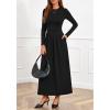 imageBTFBM Long Sleeve Dress for Women Spring Clothes 2026 Pockets Business Casual Pleated Fall Wedding Guest DressesBlack