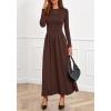 imageBTFBM Long Sleeve Dress for Women Spring Clothes 2026 Pockets Business Casual Pleated Fall Wedding Guest DressesBrown