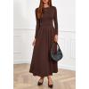 imageBTFBM Long Sleeve Dress for Women Spring Clothes 2026 Pockets Business Casual Pleated Fall Wedding Guest DressesBrown