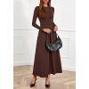 imageBTFBM Long Sleeve Dress for Women Spring Clothes 2026 Pockets Business Casual Pleated Fall Wedding Guest DressesBrown