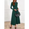 imageBTFBM Long Sleeve Dress for Women Spring Clothes 2026 Pockets Business Casual Pleated Fall Wedding Guest DressesDark Green