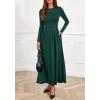 imageBTFBM Long Sleeve Dress for Women Spring Clothes 2026 Pockets Business Casual Pleated Fall Wedding Guest DressesDark Green