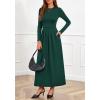 imageBTFBM Long Sleeve Dress for Women Spring Clothes 2026 Pockets Business Casual Pleated Fall Wedding Guest DressesDark Green