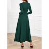 imageBTFBM Long Sleeve Dress for Women Spring Clothes 2026 Pockets Business Casual Pleated Fall Wedding Guest DressesDark Green