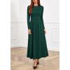 imageBTFBM Long Sleeve Dress for Women Spring Clothes 2026 Pockets Business Casual Pleated Fall Wedding Guest DressesDark Green