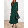 imageBTFBM Long Sleeve Dress for Women Spring Clothes 2026 Pockets Business Casual Pleated Fall Wedding Guest DressesDark Green