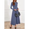 imageBTFBM Long Sleeve Dress for Women Spring Clothes 2026 Pockets Business Casual Pleated Fall Wedding Guest DressesGrey Blue