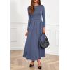 imageBTFBM Long Sleeve Dress for Women Spring Clothes 2026 Pockets Business Casual Pleated Fall Wedding Guest DressesGrey Blue