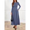imageBTFBM Long Sleeve Dress for Women Spring Clothes 2026 Pockets Business Casual Pleated Fall Wedding Guest DressesGrey Blue