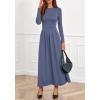 imageBTFBM Long Sleeve Dress for Women Spring Clothes 2026 Pockets Business Casual Pleated Fall Wedding Guest DressesGrey Blue