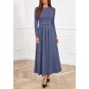 imageBTFBM Long Sleeve Dress for Women Spring Clothes 2026 Pockets Business Casual Pleated Fall Wedding Guest DressesGrey Blue