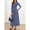 imageBTFBM Long Sleeve Dress for Women Spring Clothes 2026 Pockets Business Casual Pleated Fall Wedding Guest DressesGrey Blue